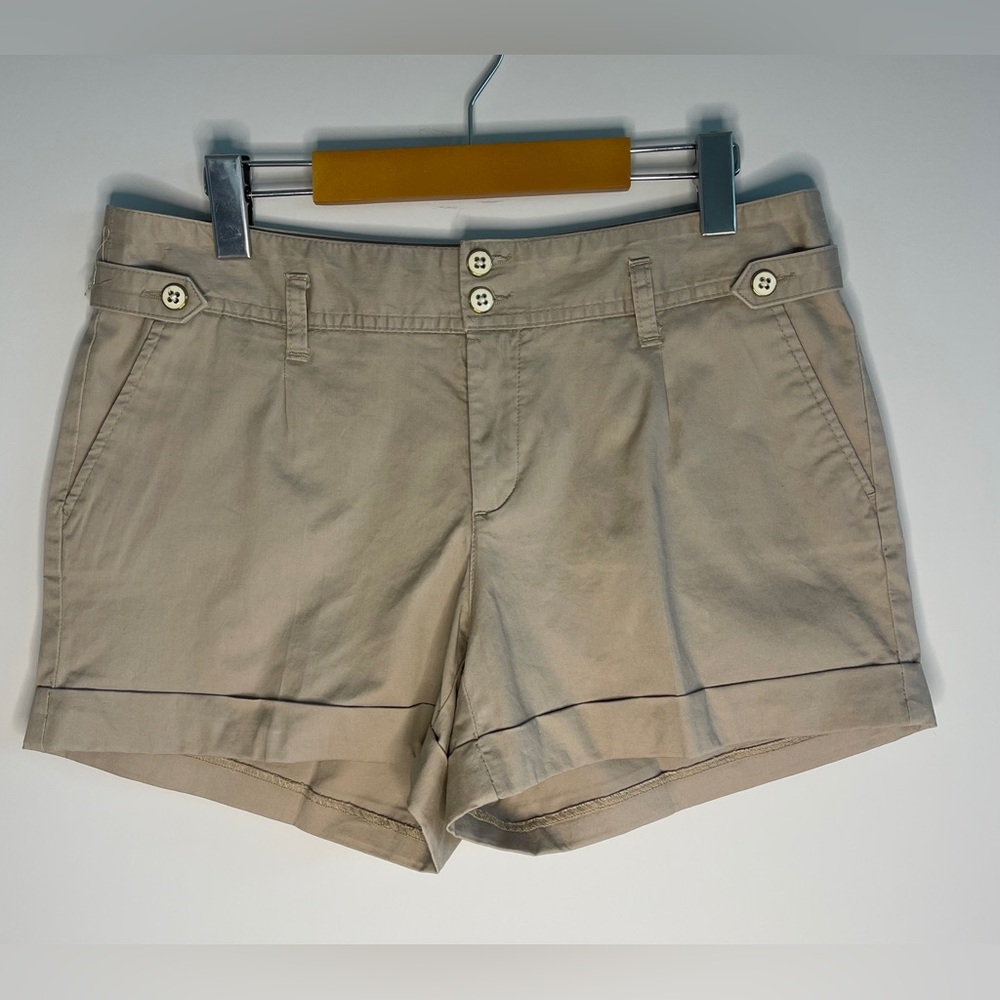 Banana Republic Cotton Stretch Tan Pocket Roll Up Chino Shorts Sz 10